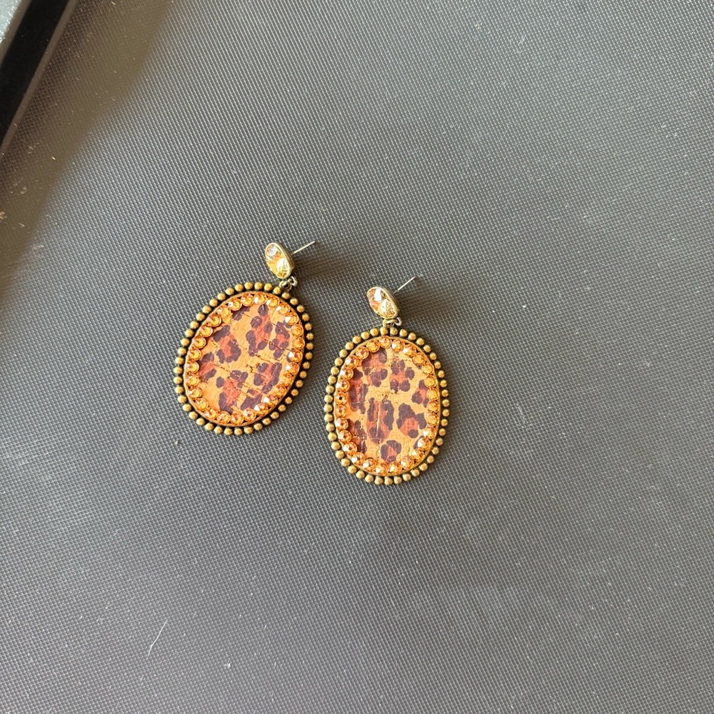 Leopard Print Gold Earrings